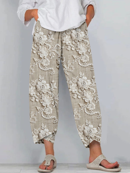 Renata | Pantalones Rectos Estampados de Diseño Fluido