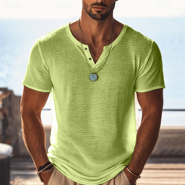 Andrés | Playera Henley Clásica de Corte Relajado — Light green