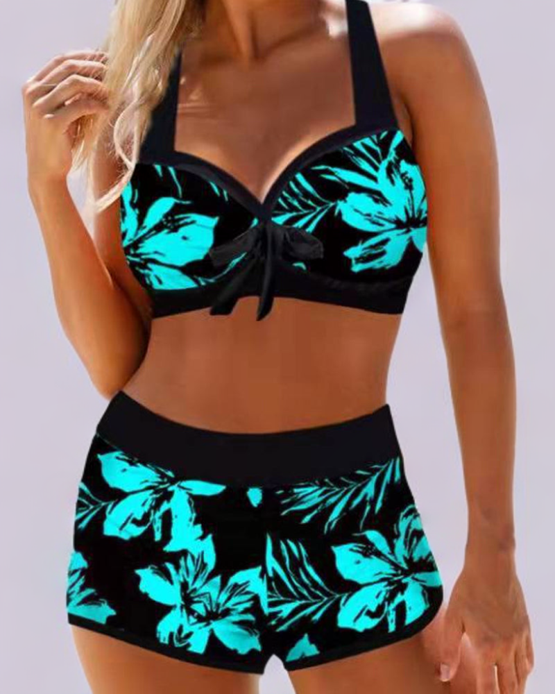 Camila | Traje de Baño Floral de Tiro Alto Sofisticado — Multicolour