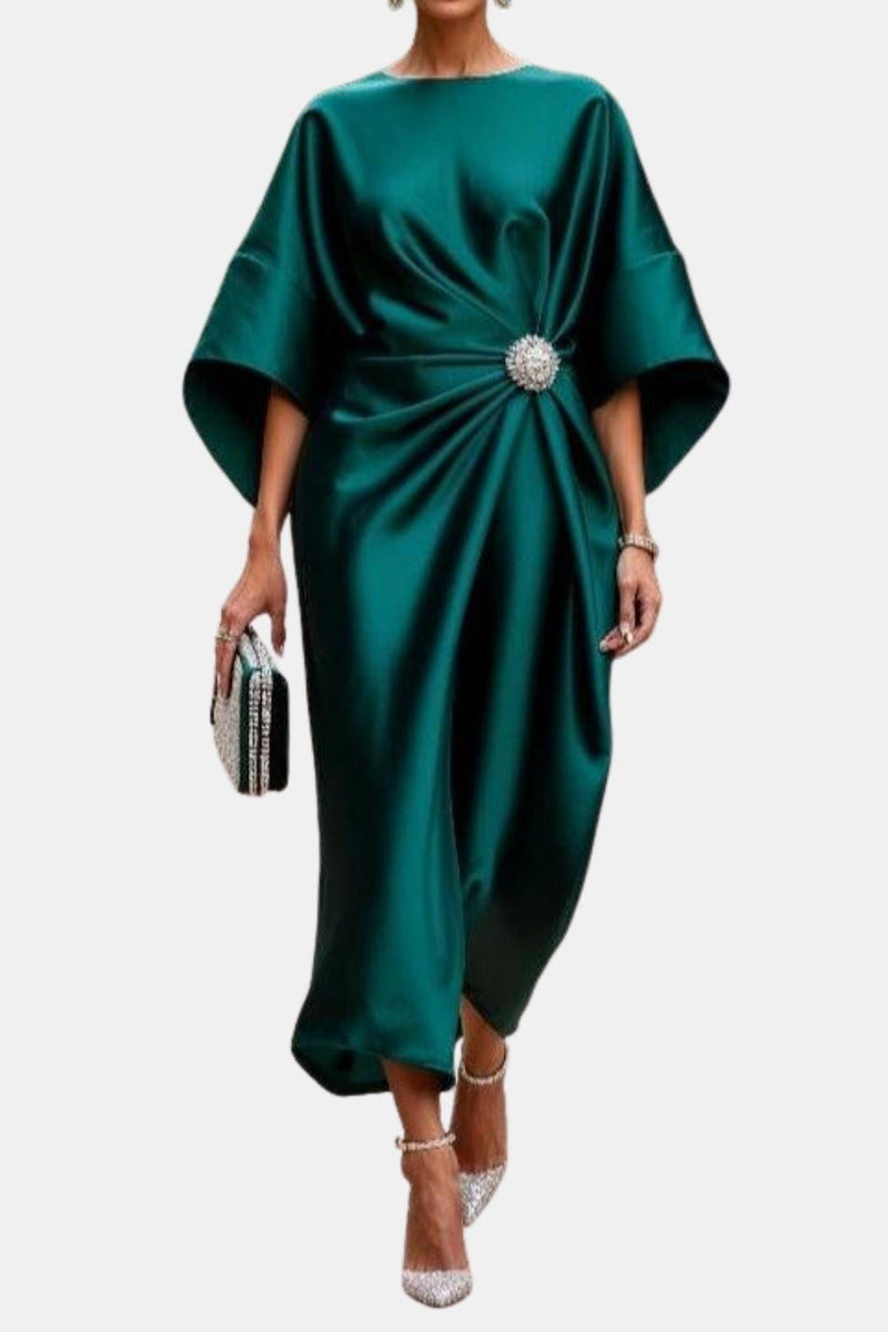 Camila | Vestido de Fiesta Corte a y Manga Amplia — Verde