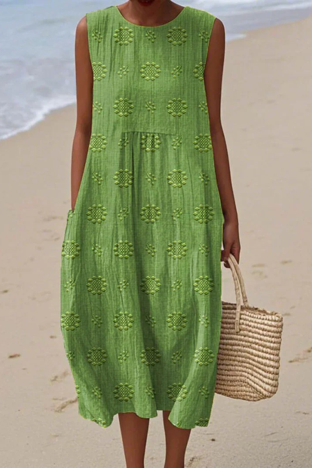Camila | Vestido Midi Casual Sin Mangas con Bordado