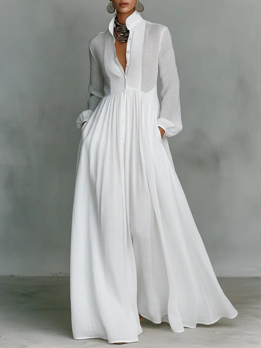 Catalina | Vestido Largo Casual con Botones Frontales