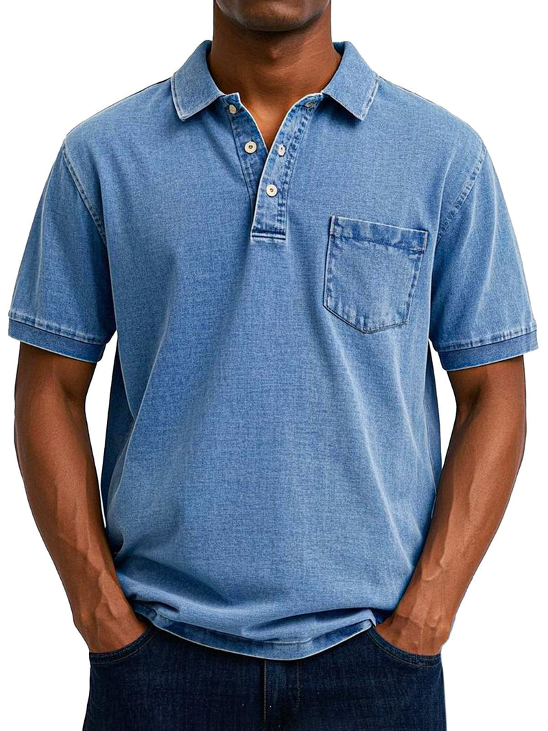 Diego | Camisas Tipo Polo para Hombre Estilo Vintage — Azul