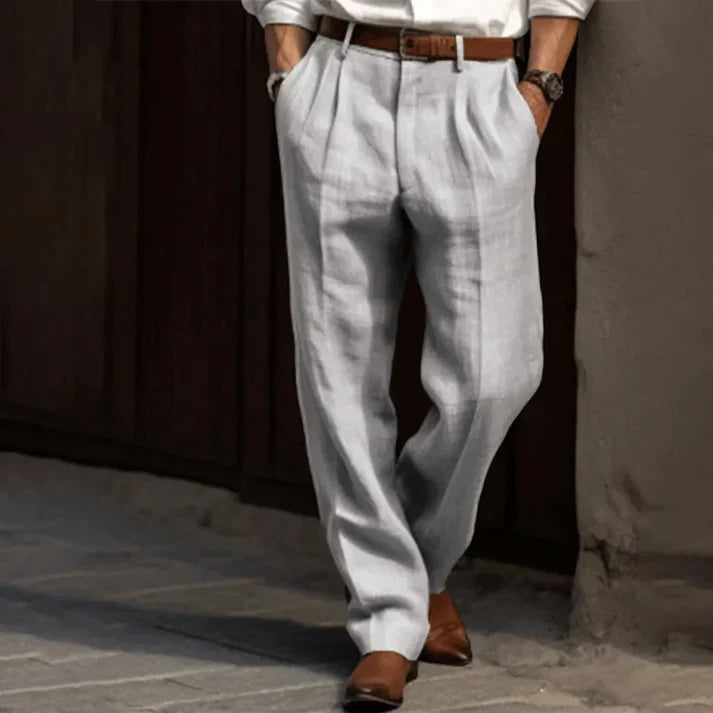 Diego | Pantalón de Vestir Hombre con Raya Diplomática — Gris