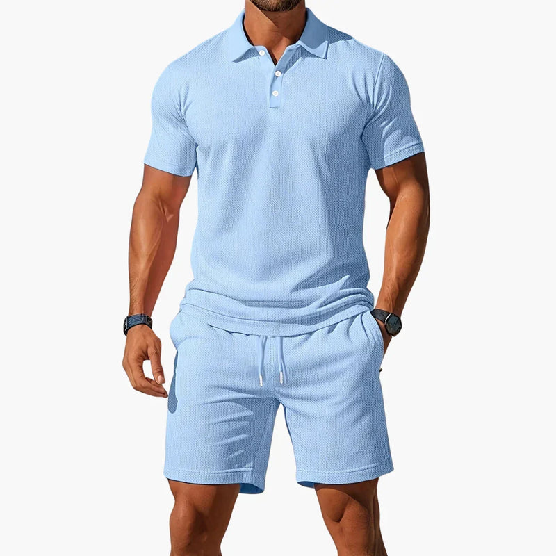 Emiliano | Conjuntos para Hombre con Polo Estructurada — Azul claro