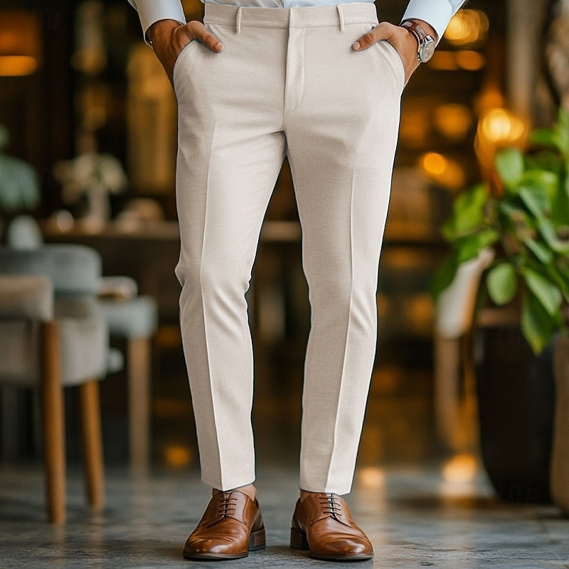 Emiliano | Pantalón de Vestir Hombre Clásico Recto — Beige