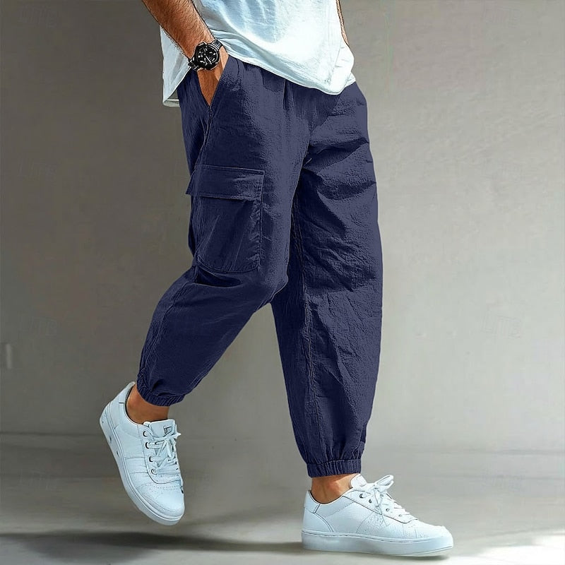 Emiliano | Pantalones Cargo Hombre Corte Holgado — Azul marino