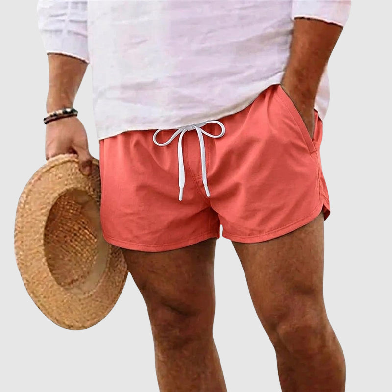 Gael | Shorts de Traje de Baño con Dobladillo Curvo — Naranja
