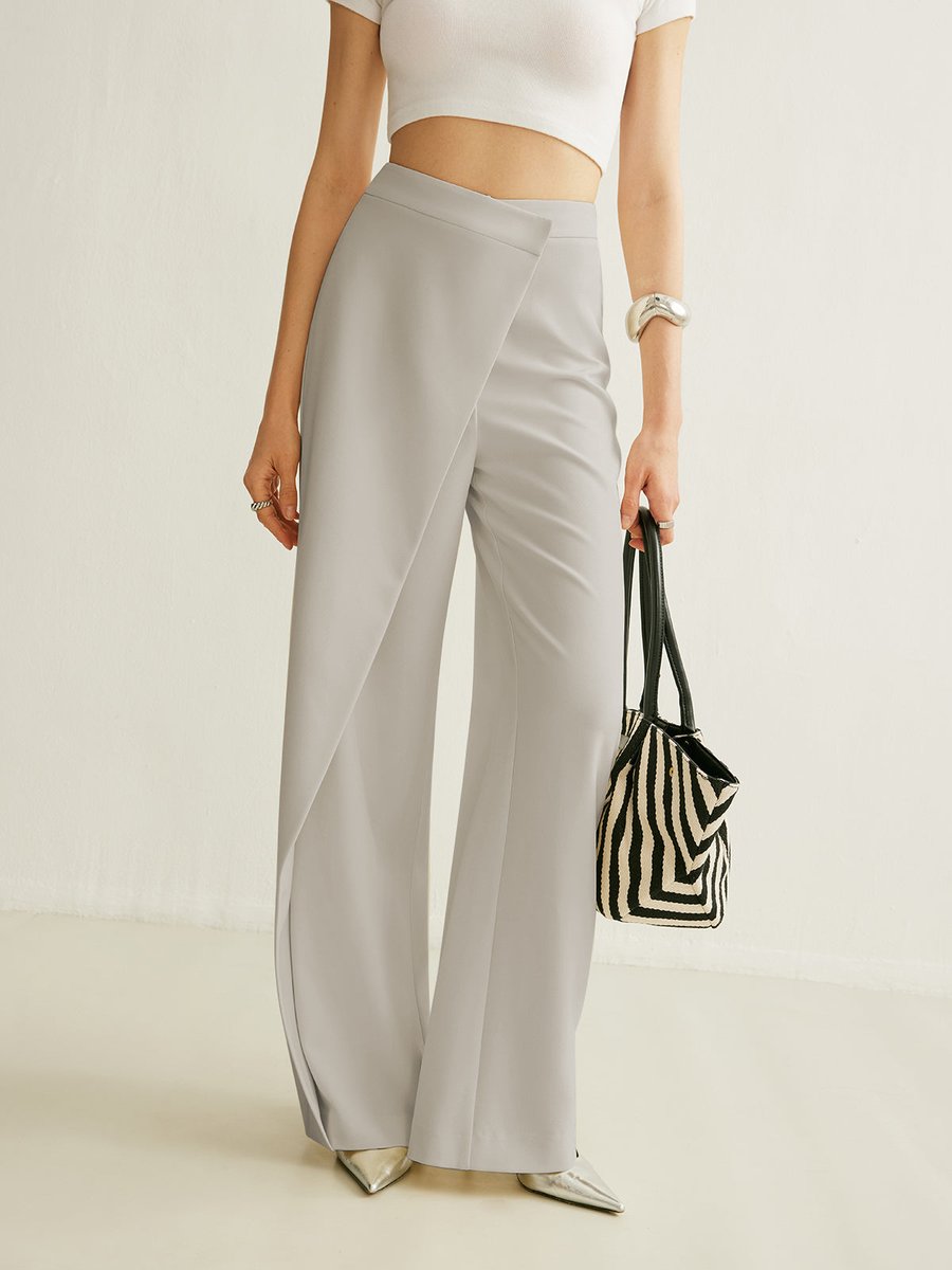 Itzel | Pantalon de Vestir Mujer Asimétrico de Pierna Ancha