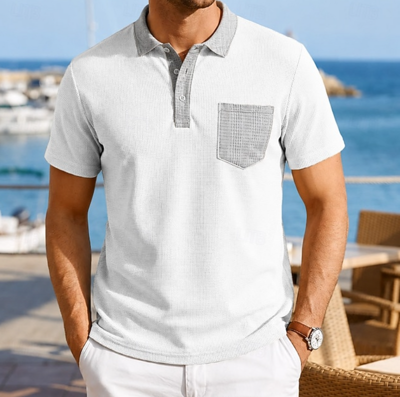 Joaquín | Camisas Tipo Polo para Hombre con Bolsillo — Blanco