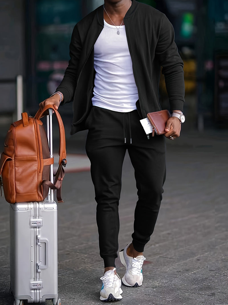 Julián | Conjunto Deportivo Hombre con Chamarra y Jogger — Negro