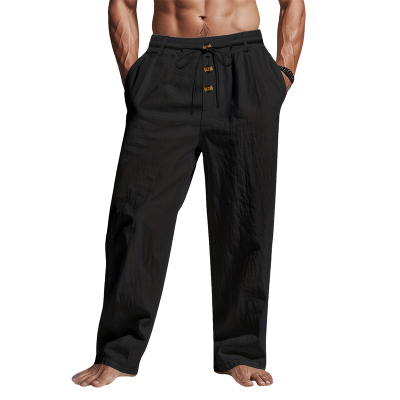 Julián | Pantalones Chinos Hombre con Jareta Frontal — Negro