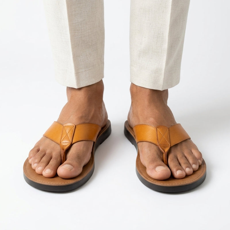 Leonardo | Sandalias Pata de Gallo con Plantilla Suave — Naranja