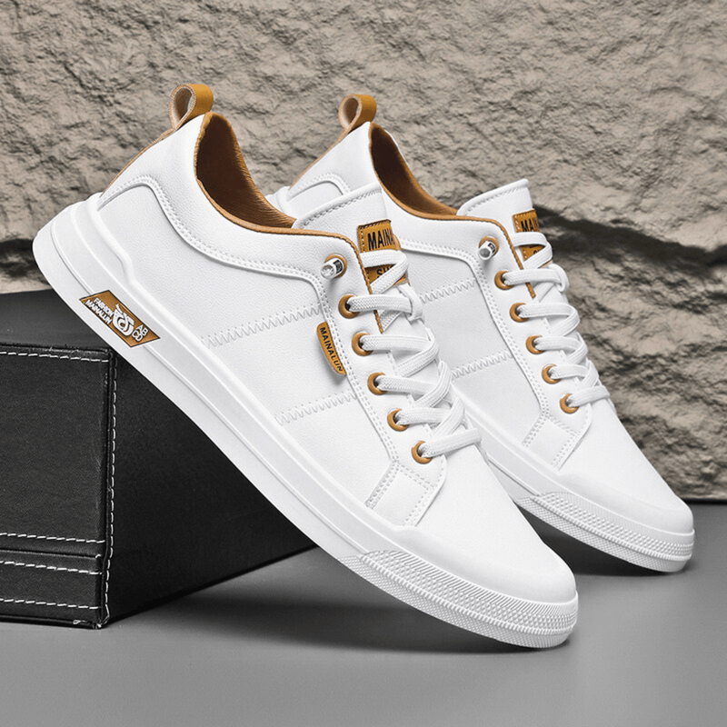 Leonardo | Tenis Casuales Hombre Elegantes de Silueta Clásica — Crystal White