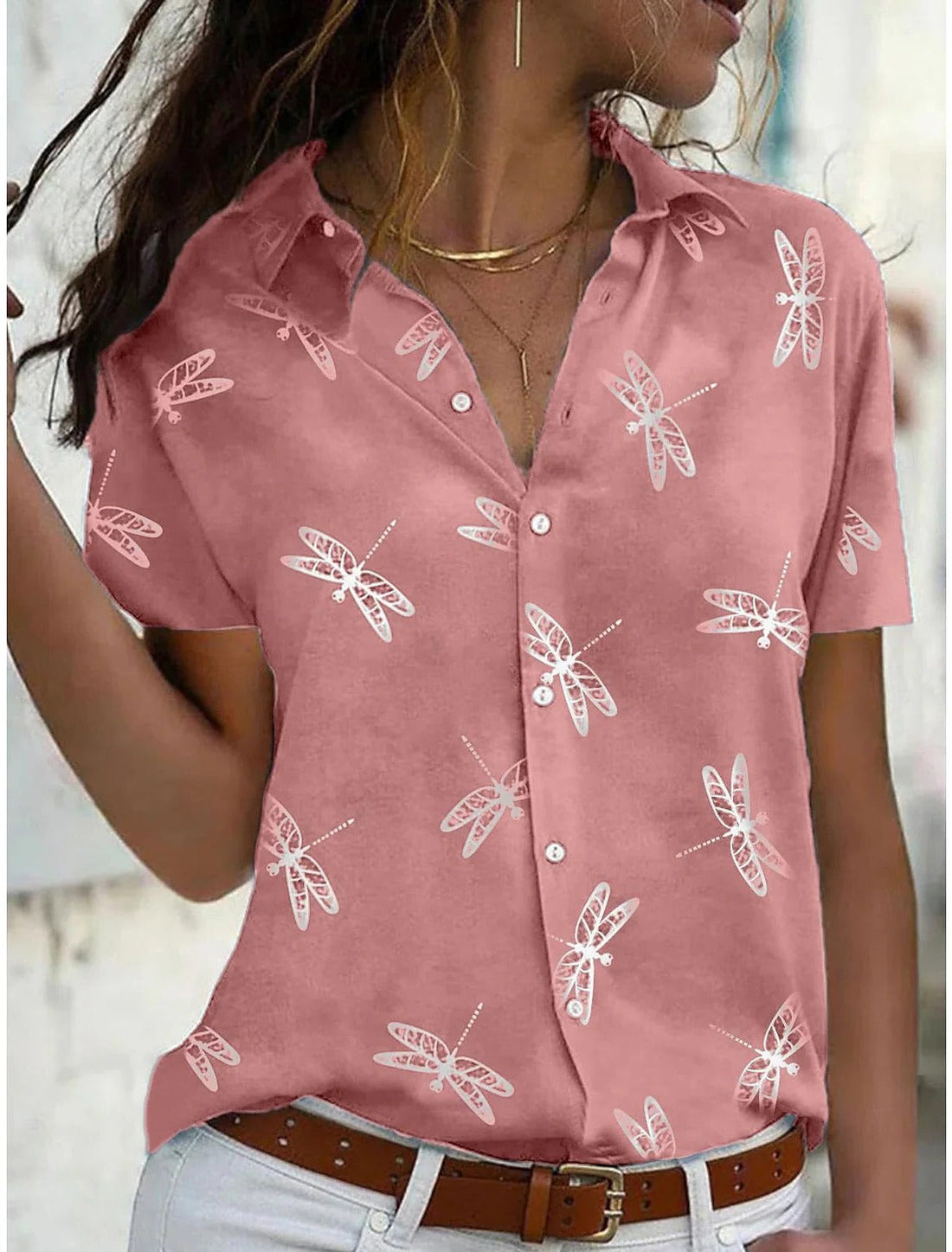 Lucía | Blusa Juveniles de Manga Corta y Cuello Camisero