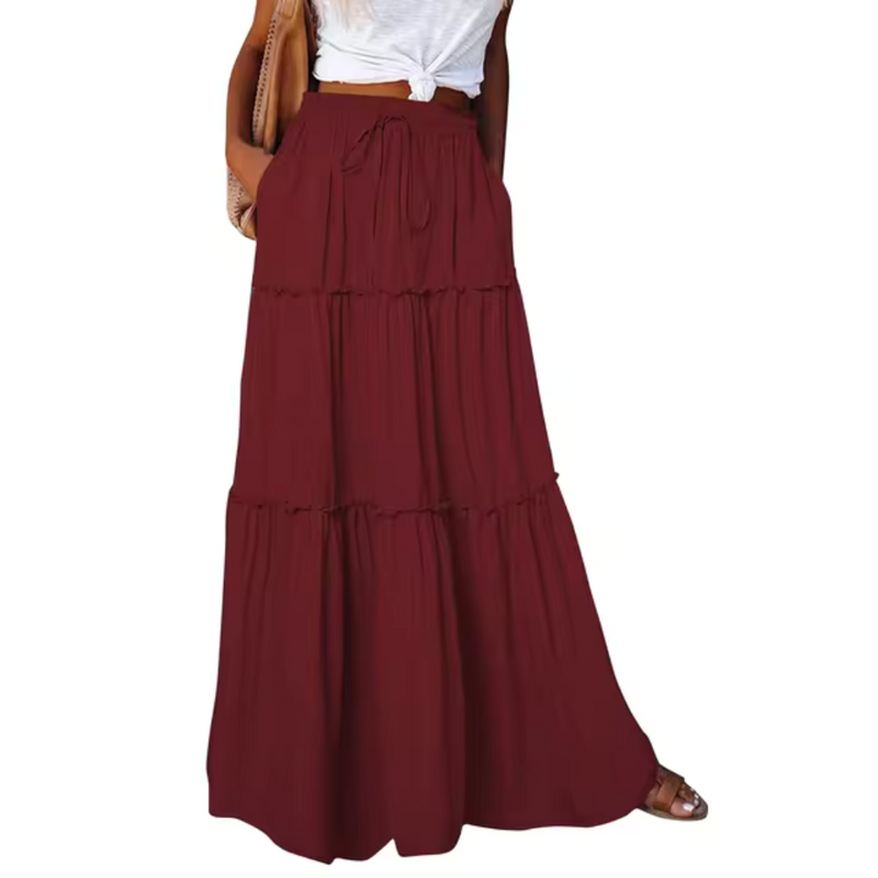 Marisol | Falda Larga Casual de Silueta Fluida y Cómoda — Rojo