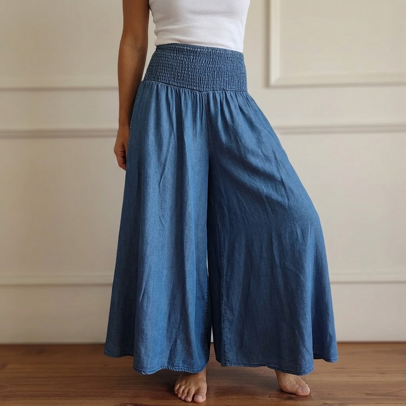 Paloma | Pantalones Palazzo de Tiro Alto con Resorte