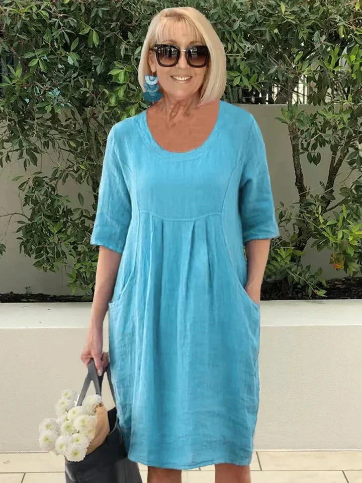 Paloma | Vestido Midi Casual Holgado con Bolsillos