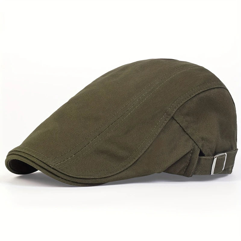 Rodrigo | Boina Clásica Hombre Estilo Conductor — Olive Green