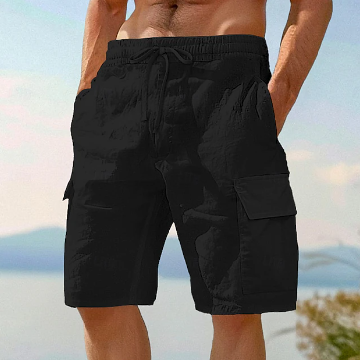Rodrigo | Shorts Hombres Cargo Ligeros de Corte Amplio — Negro