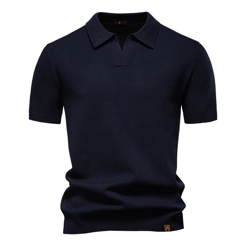 Santiago | Camisas Tipo Polo para Hombre con Textura — Azul marino