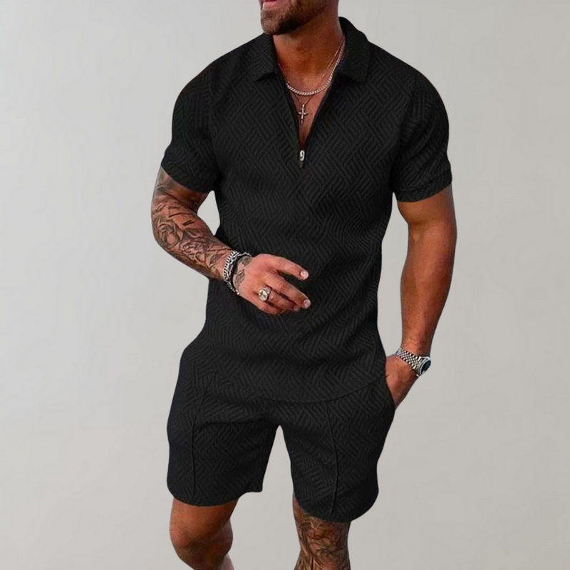 Santiago | Conjuntos para Hombre Polo y Short Casual — Negro
