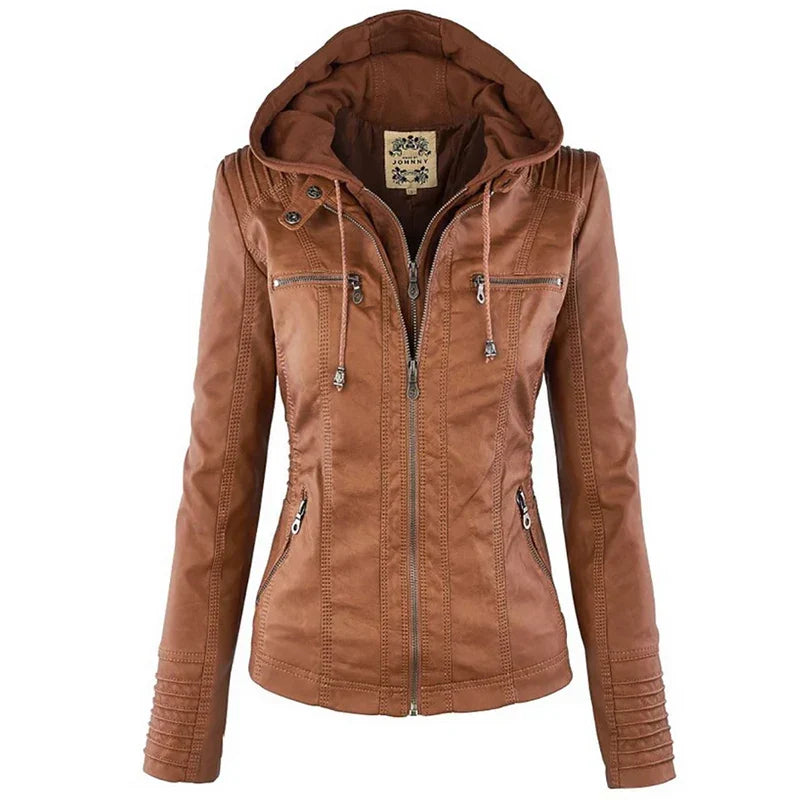 Valentina | Chamarra de Polipiel Impermeable Entallada