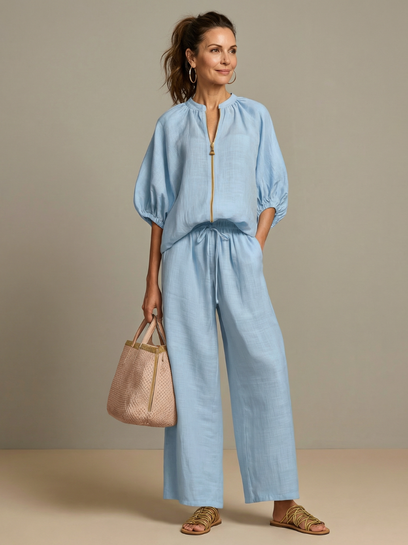 Valentina | Conjunto Mujer Pantalón Ancho y Cierre