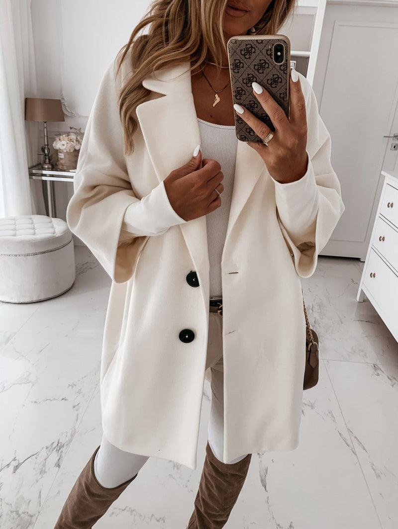 Ximena | Abrigo Holgado Elegante con Diseño Minimalista — Blanco